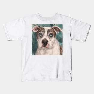 Painting of a Gorgeous Amstaff Dog with Blue Eyes Kids T-Shirt